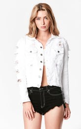 Weiße, zerfetzte Jeansjacke „OTHELLO“